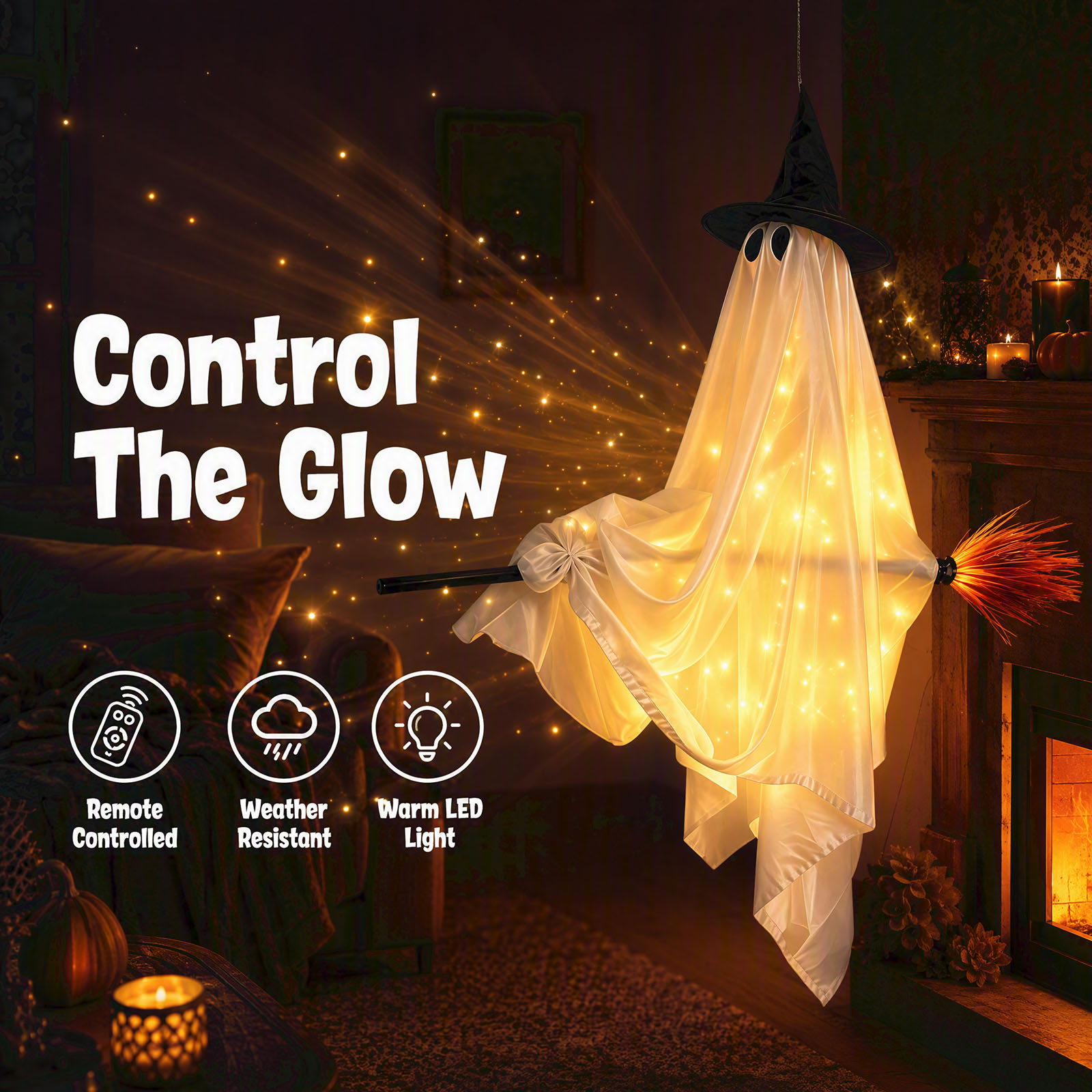 Outdoor Lighting On Trees - Halloween Glowing Ghost on Swing Hanging