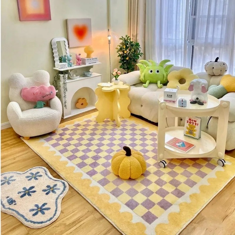 Outdoor Lighting Online - Pink Blue Checkerboard Bedside Carpet Cute