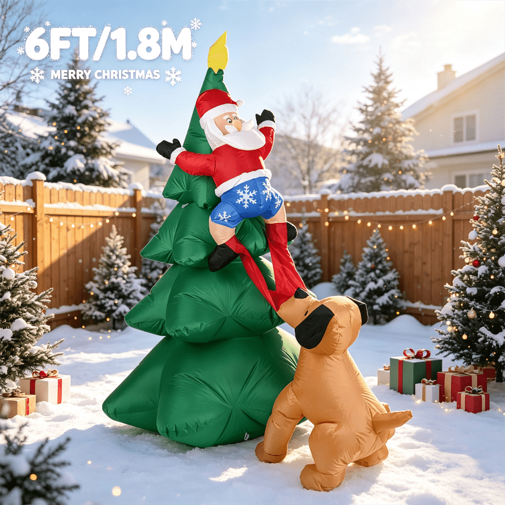 6FT/1.8M Dog Pulling Santa On  - Outdoor Lighting On Trees 评论和价格