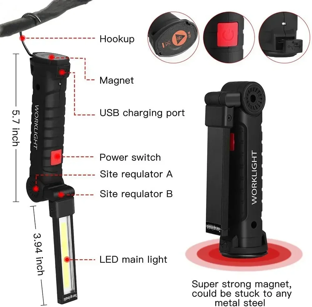 LED COB Flashlight USB Recharg - Outdoor Lighting House 评论和价格